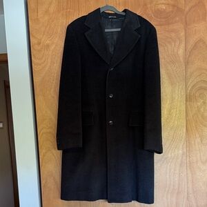 Classic Black Wool Single Breasted Coat